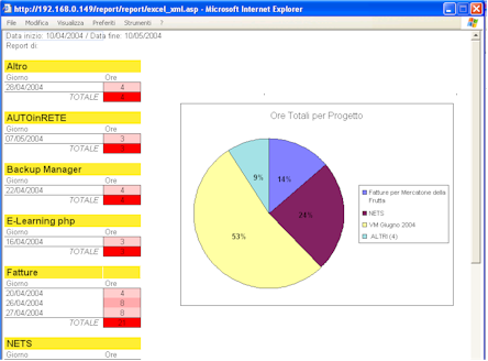 Visualizzazione report sui singoli progetti / attivit
